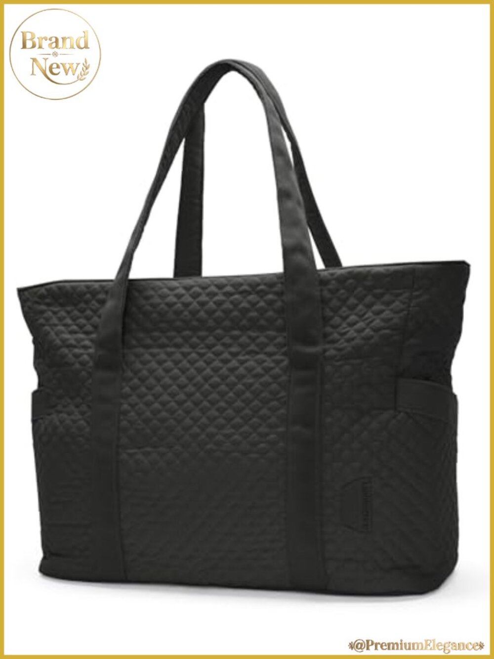 Puffer Work Tote Bag for Women, 20L Quilted Laptop Bag with Zipper, Nurse